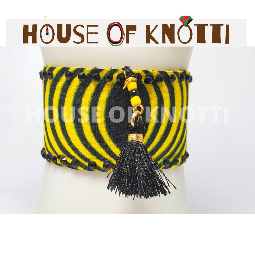 Yellow/Black Ankara Slap Bracelet